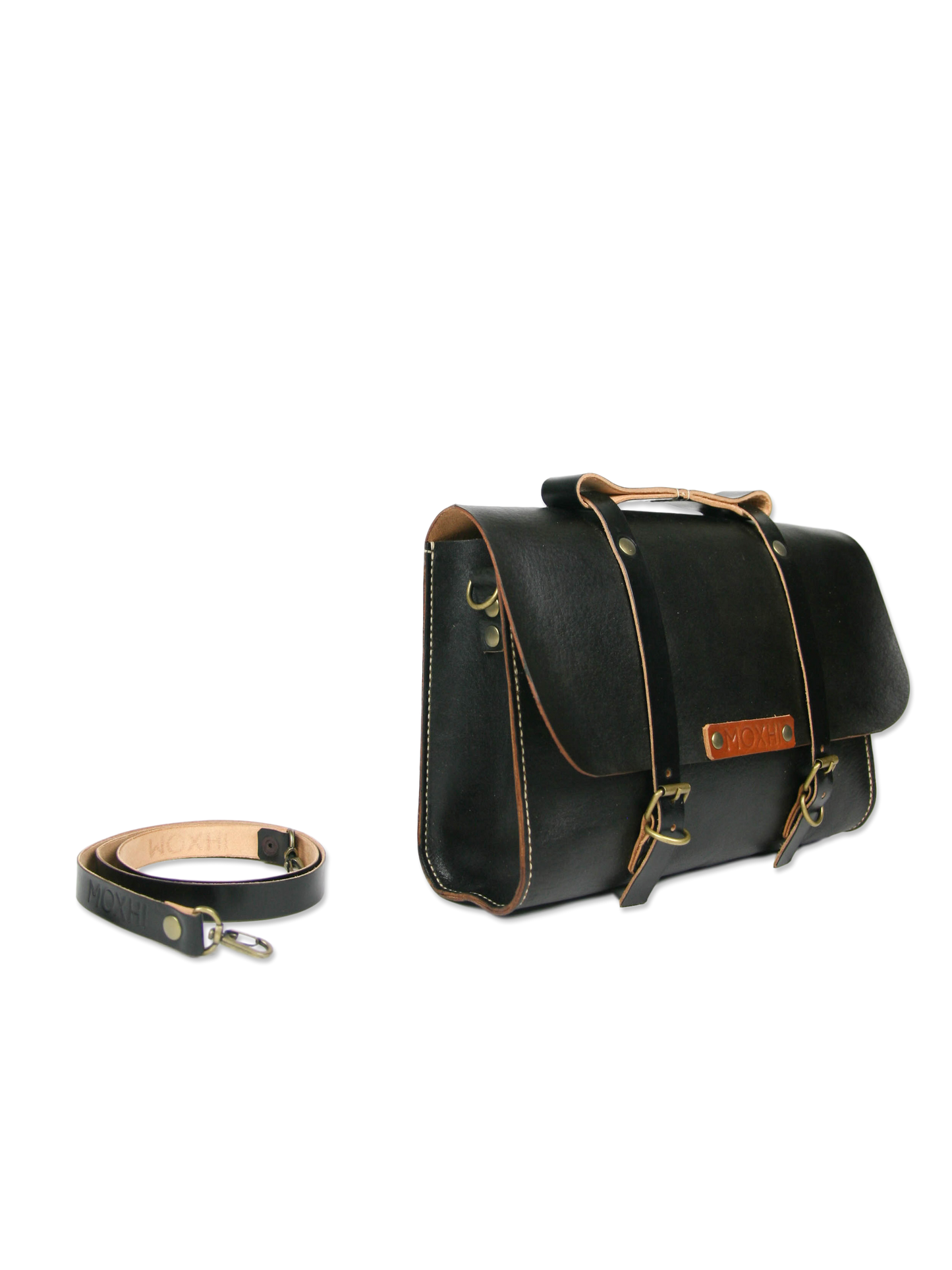 Handmade leather briefcase black