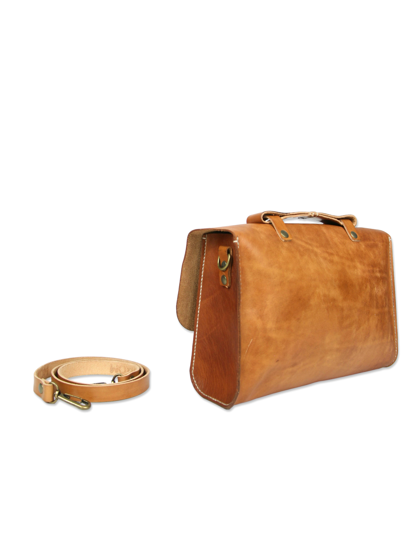 Handcrafted leather briefcase classic brown