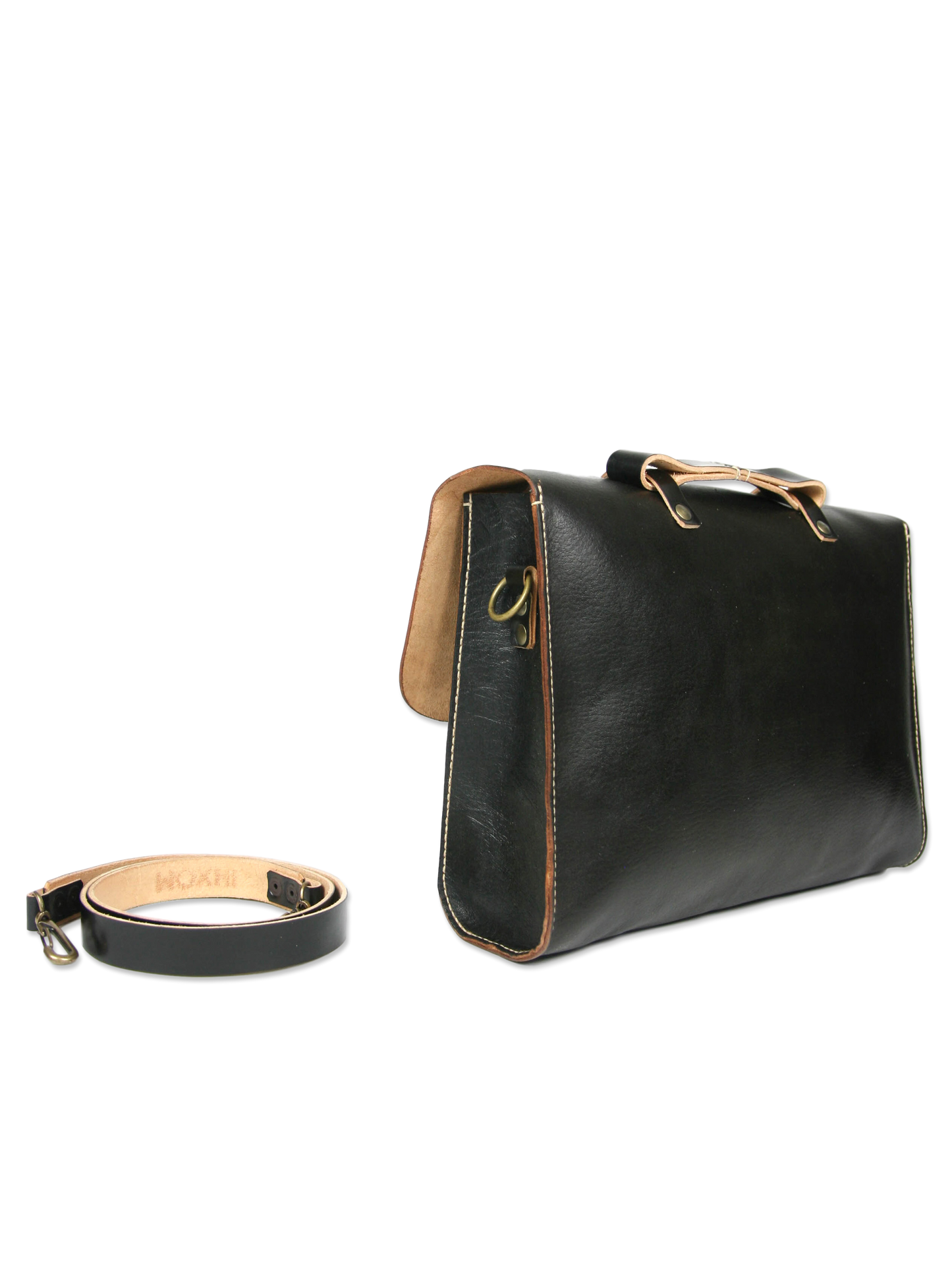 Handcrafted messenger briefcase black