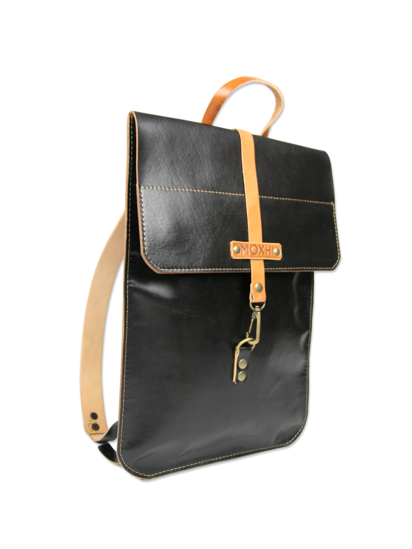 Black Leather Laptop Backpack