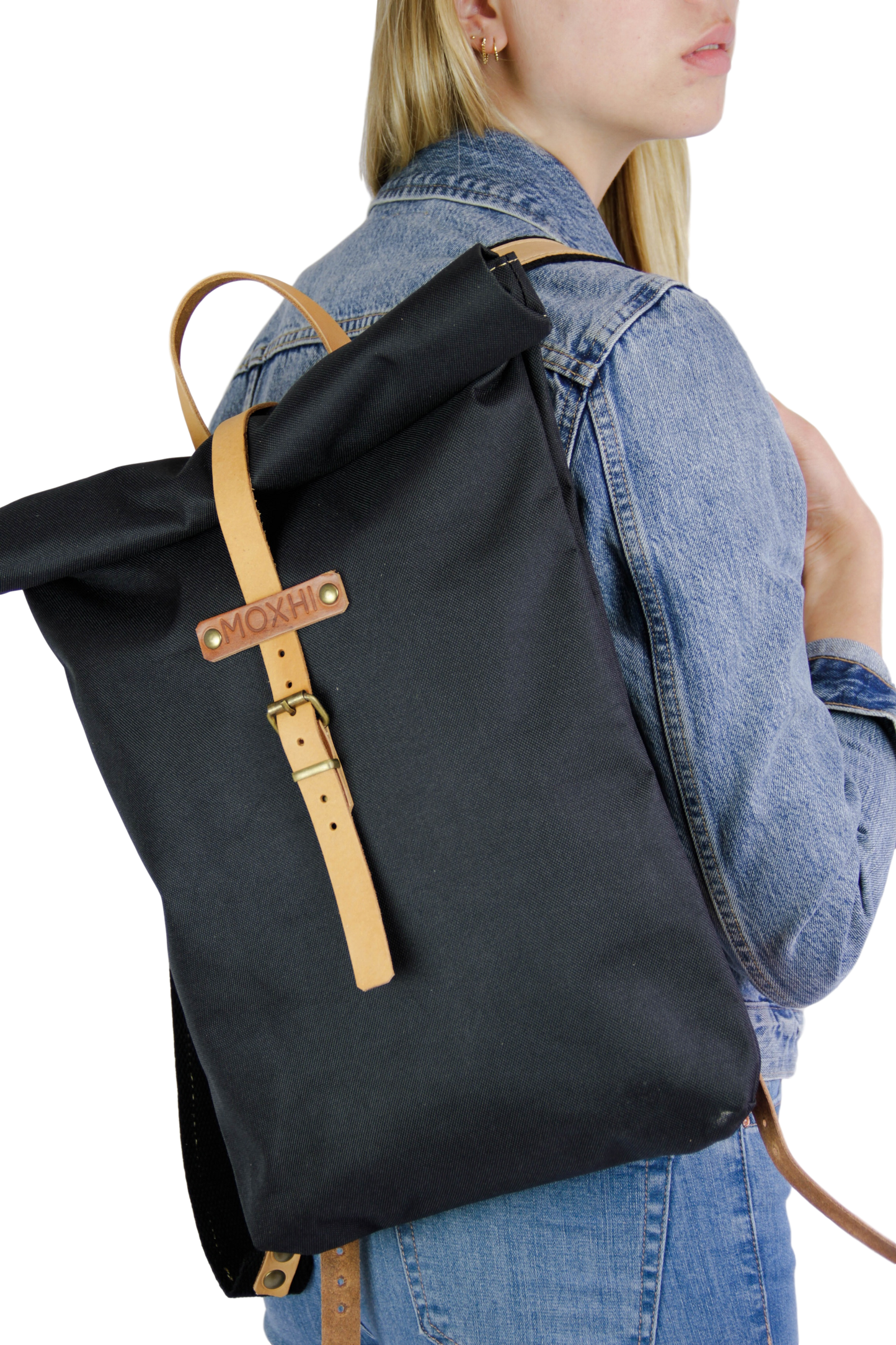 Waterproof handcrafted backpack black - women