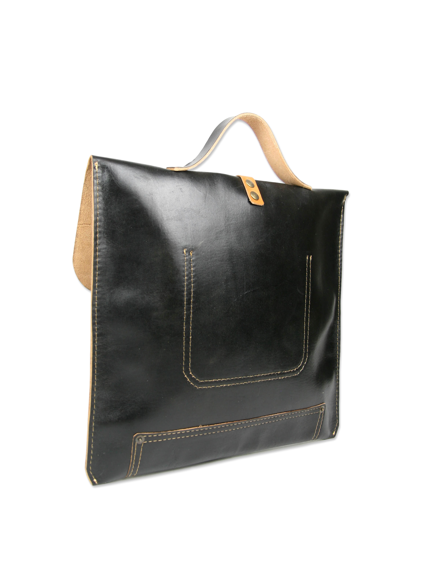 Black handcrafted leather briefcase