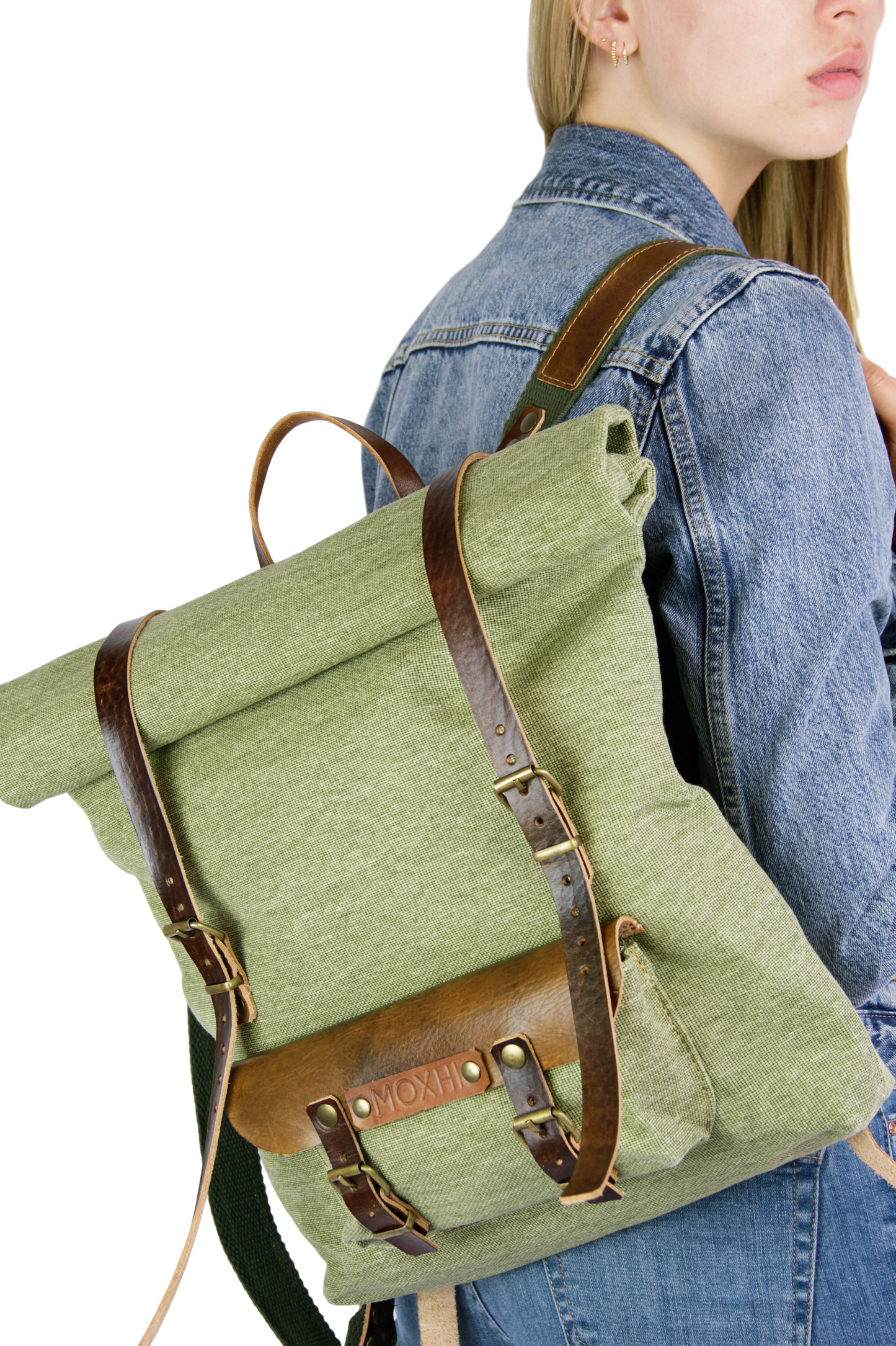 Beautiful handmade cotton rolltop backpack