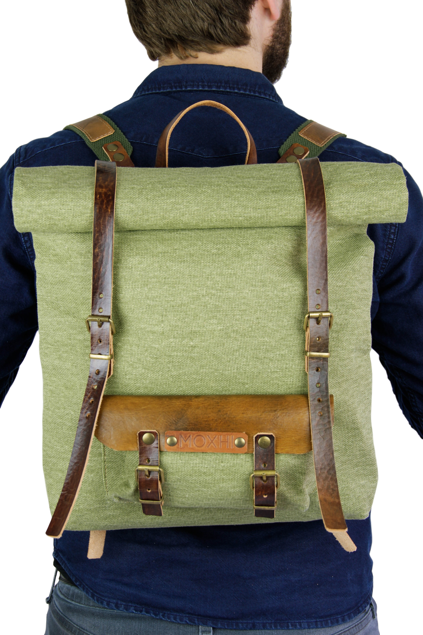 Fair trade cotton rolltop backpack men