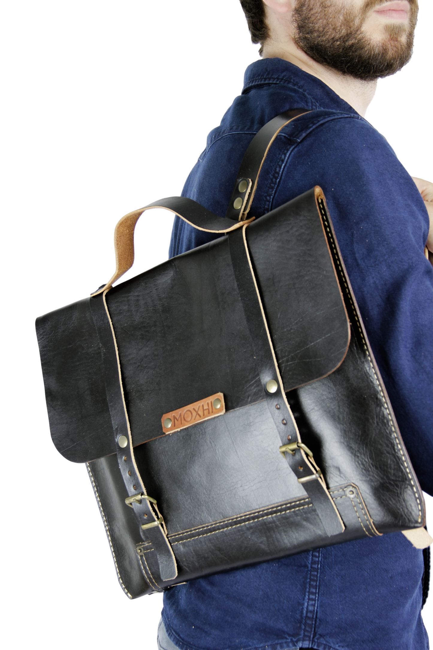 Vintage handmade leather backpack men