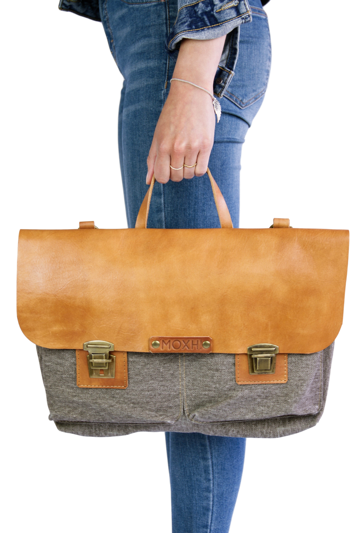 Handmade shoulder bag eco leather women