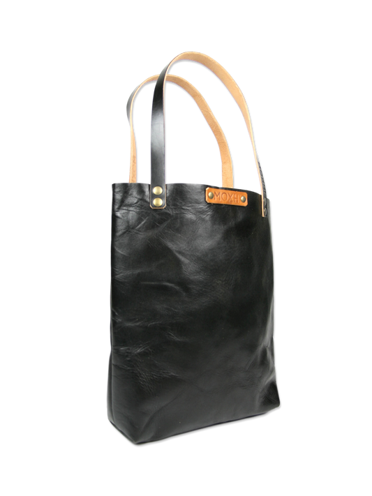 Handmade leather tote bag black