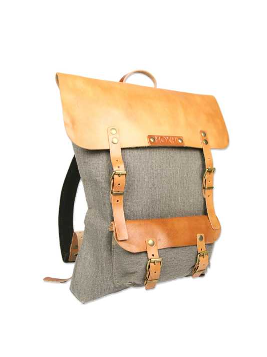 Beautiful handmade backpack leather cotton