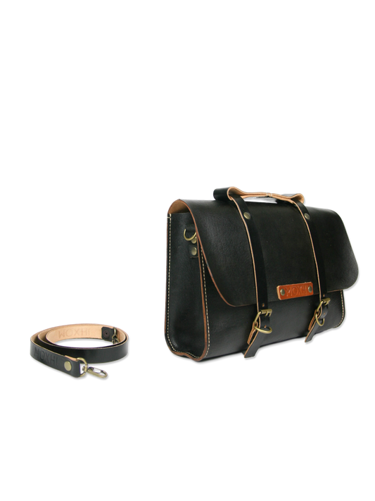 Handmade leather briefcase black