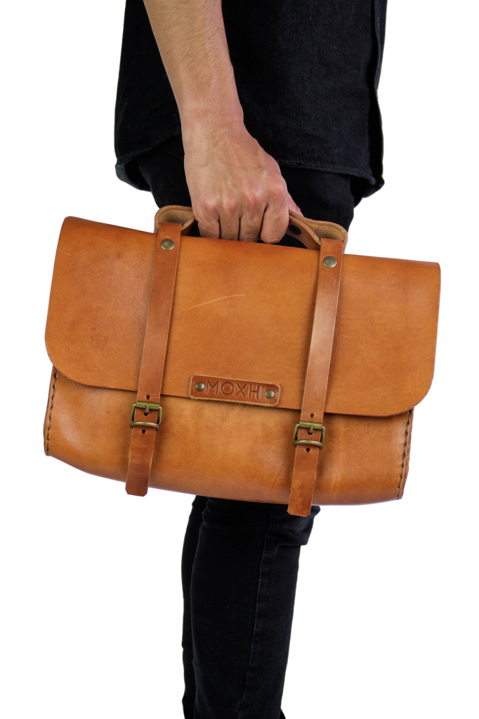 Handmade leather satchel briefcase