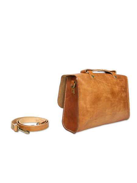 Handcrafted leather briefcase classic brown