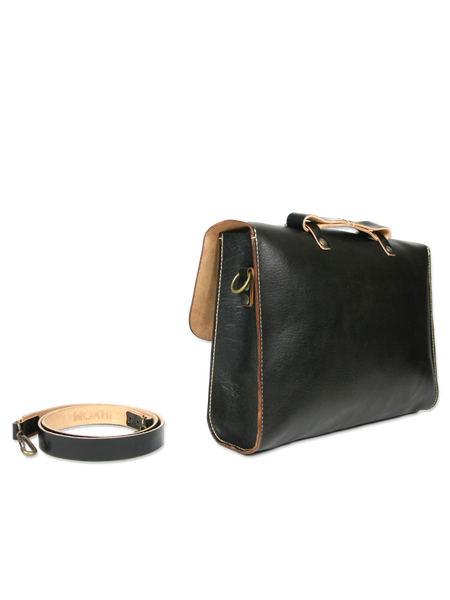 Handcrafted messenger briefcase black