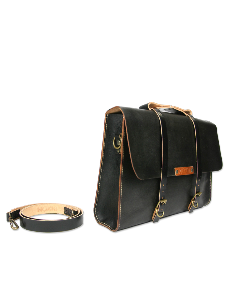 Handmade messenger briefcase black