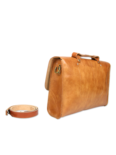 Handcrafted messenger briefcase brown