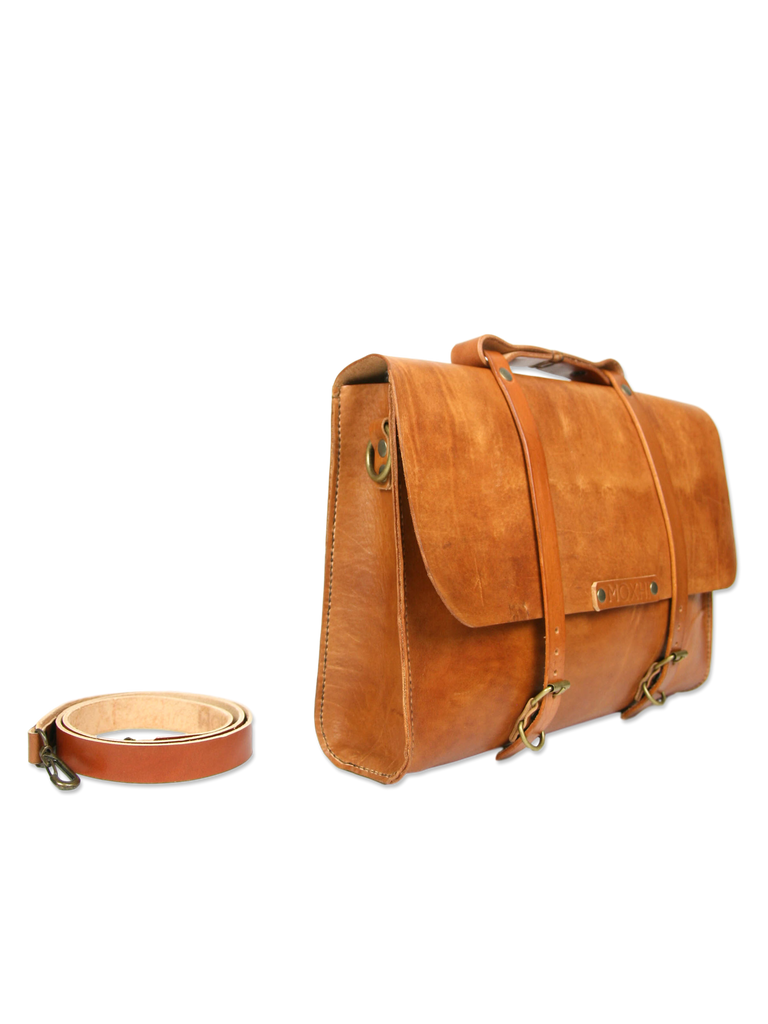 Handmade messenger briefcase brown