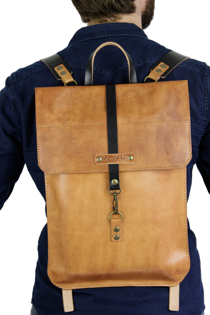 Handmade laptop backpack eco-leather
