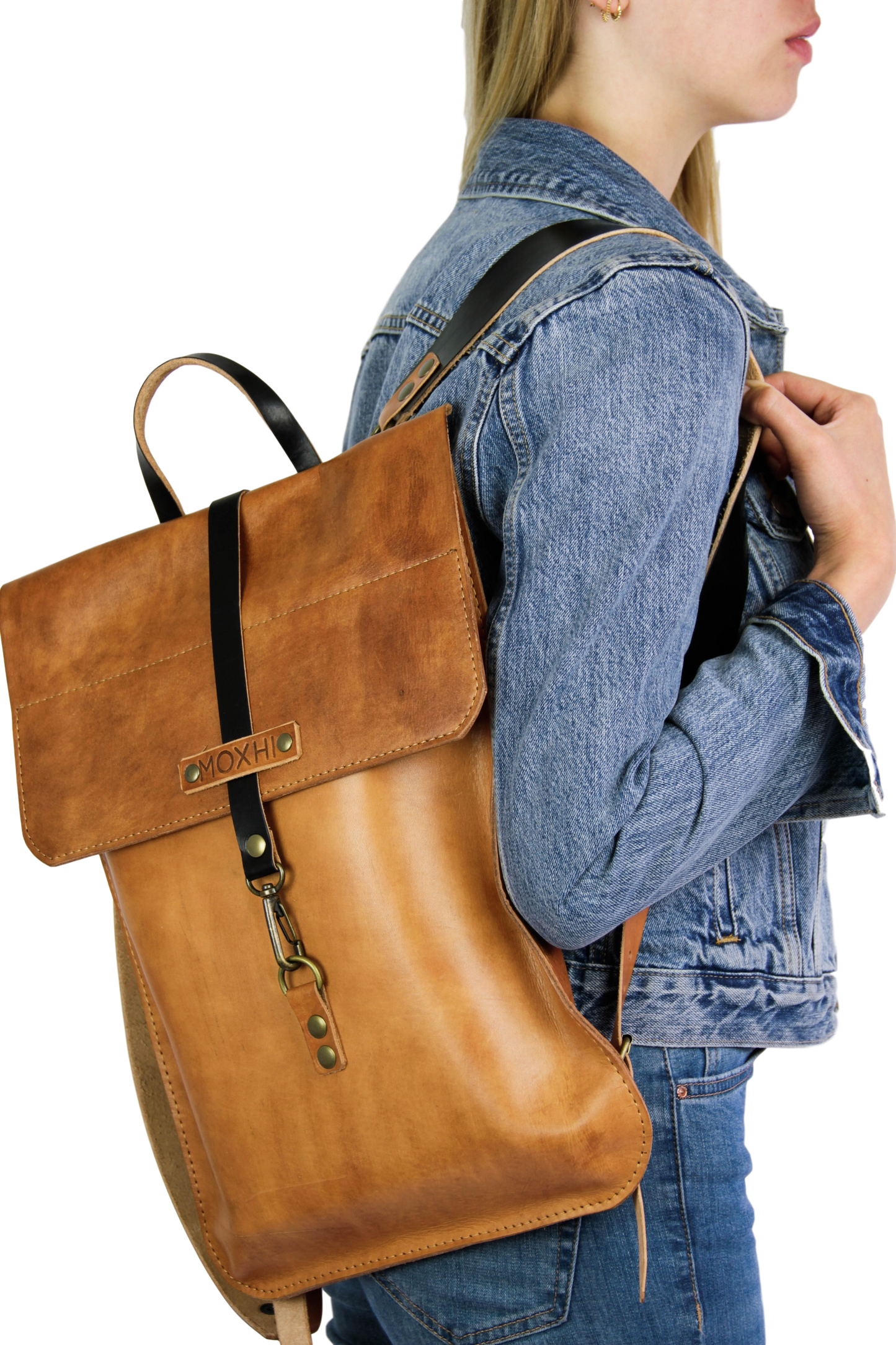 Handmade leather laptop backpack