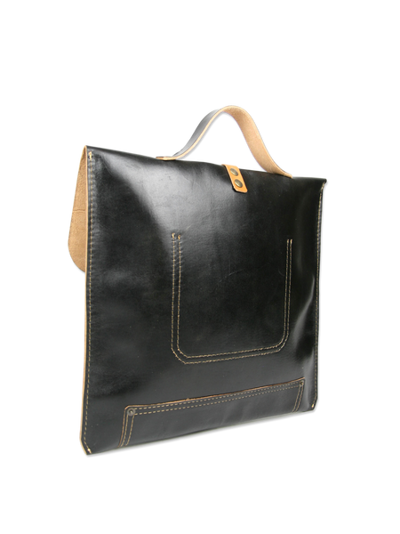 Black handcrafted leather briefcase