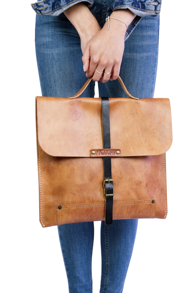 Vintage eco leather briefcase bag