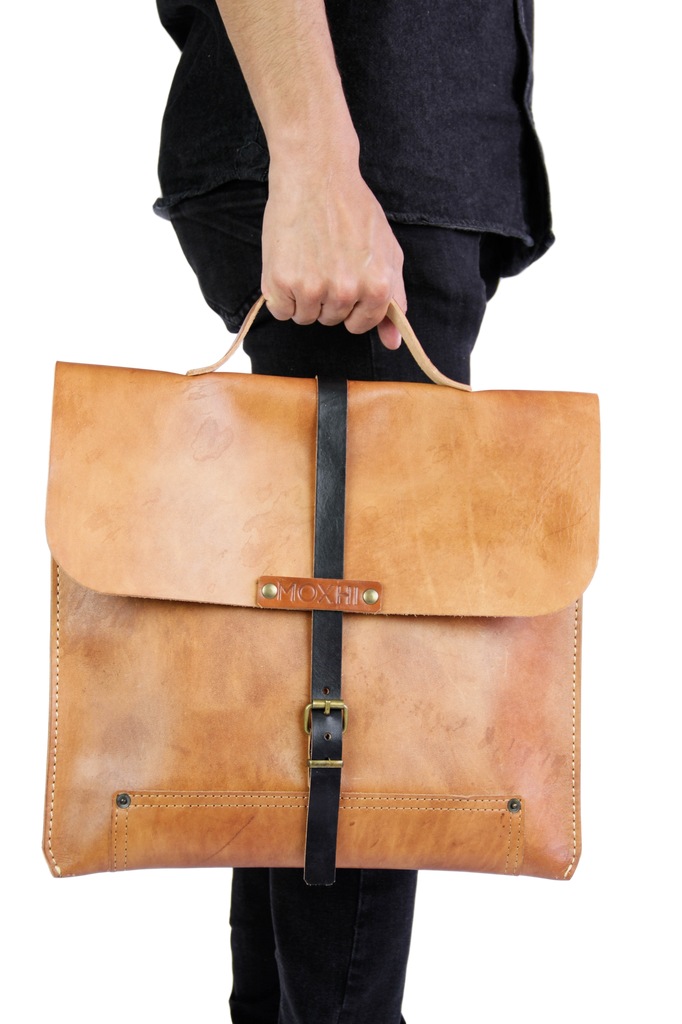 Handmade ecological leather briefcase bag