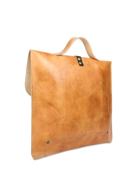 Brown handcrafted leather briefcase