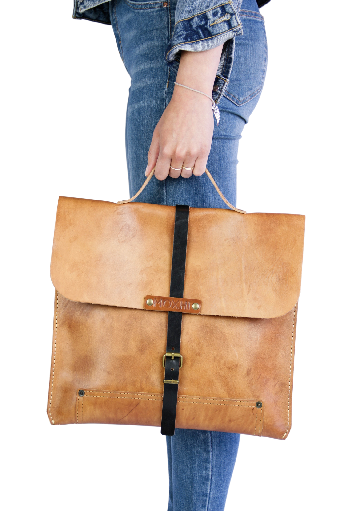 Artisan organic leather briefcase