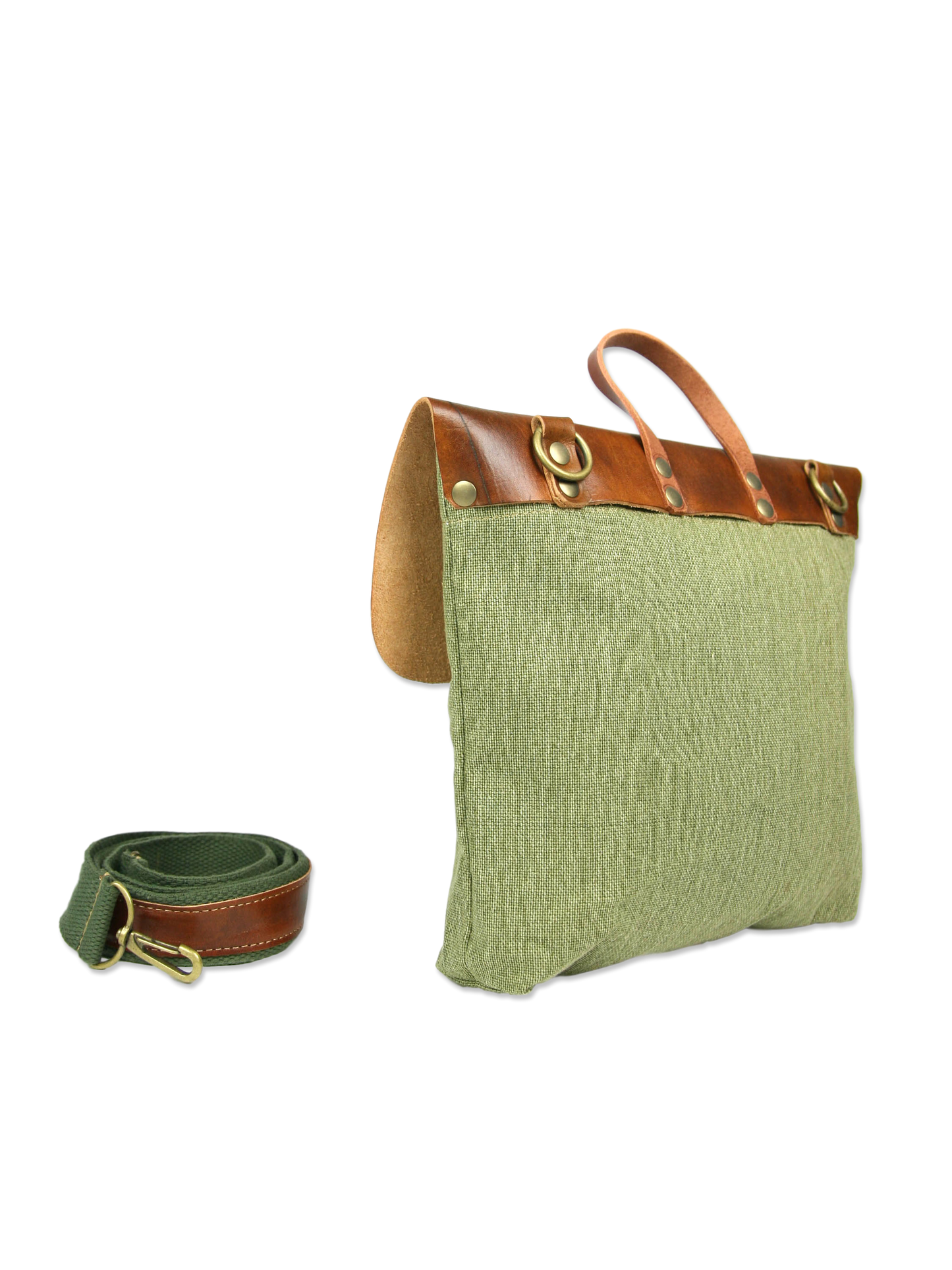 Handcrafted messenger bag green