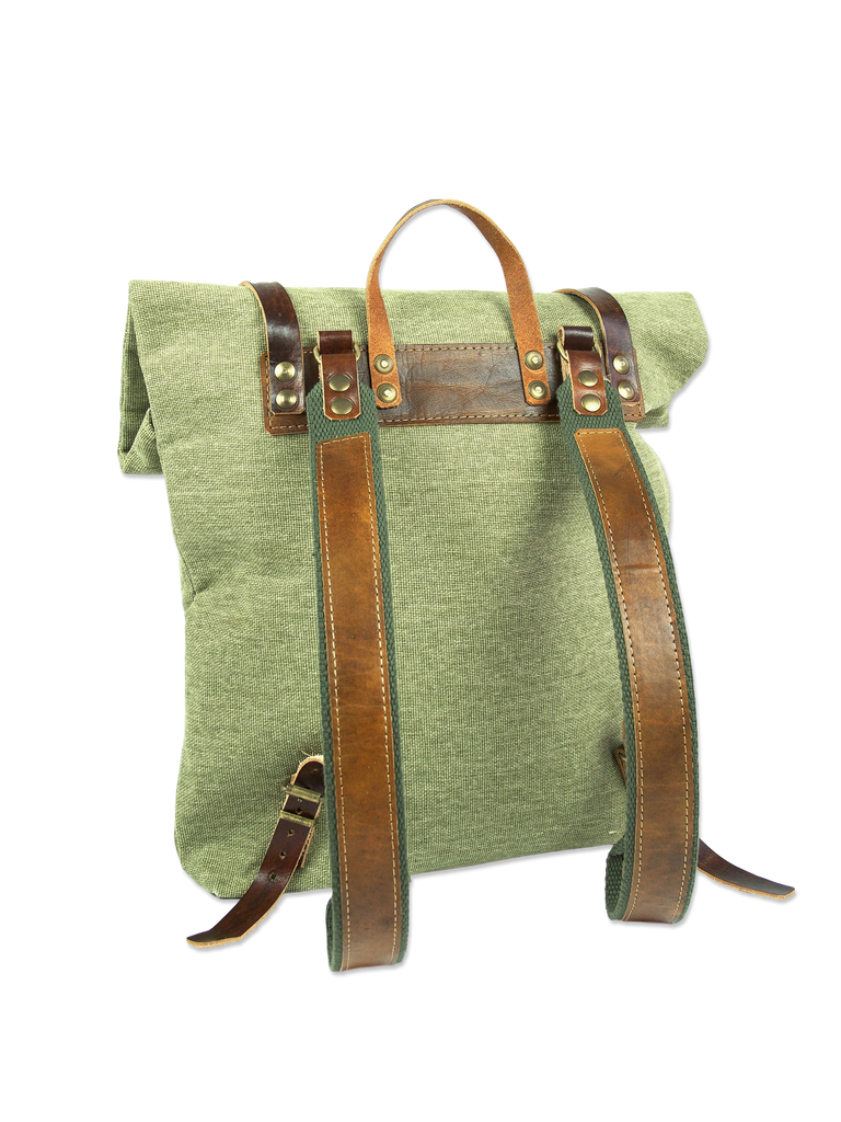 Organic handcrafted rolltop backpack