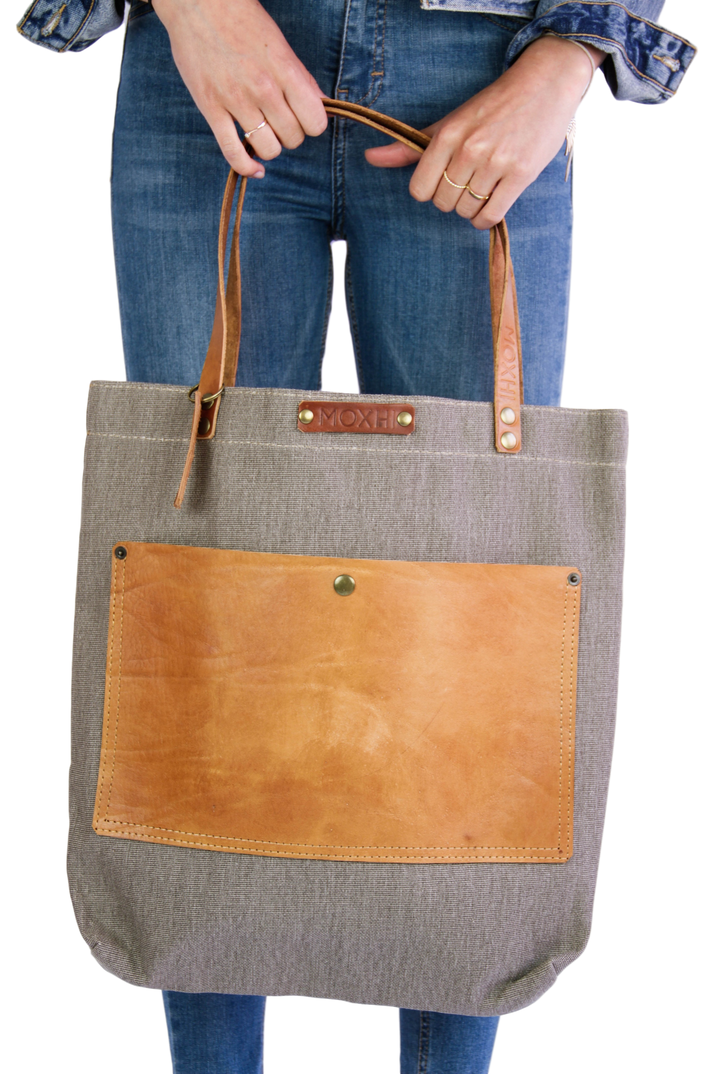 Sustainable shopper bag leather handmade