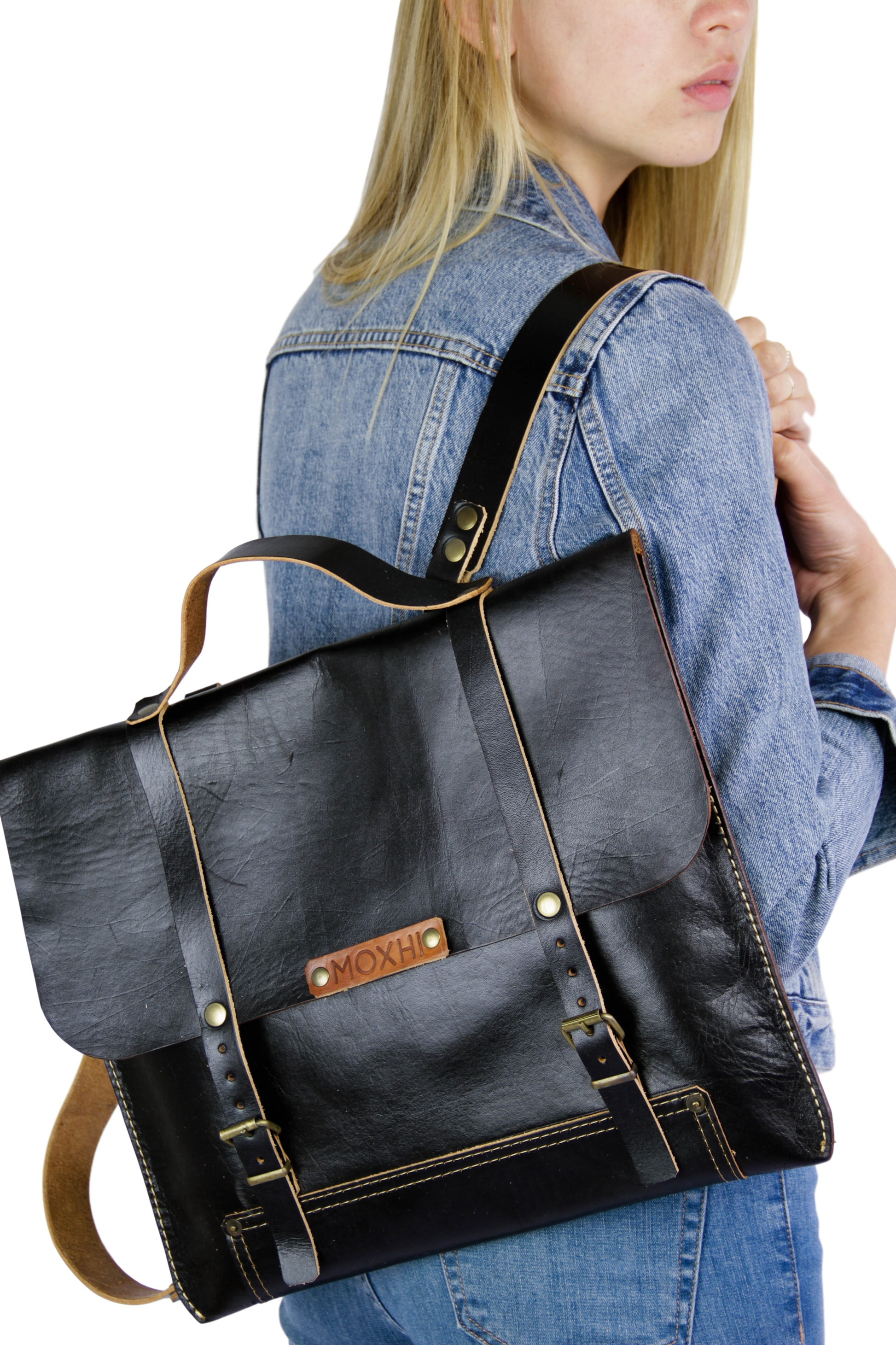 Organic leather backpack women