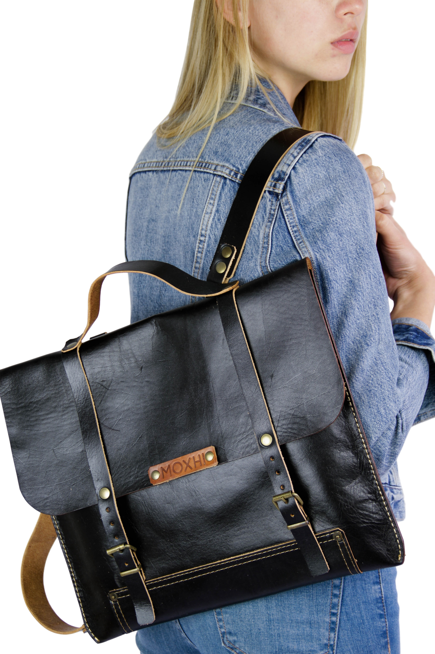 Stylish handmade leather backpack women