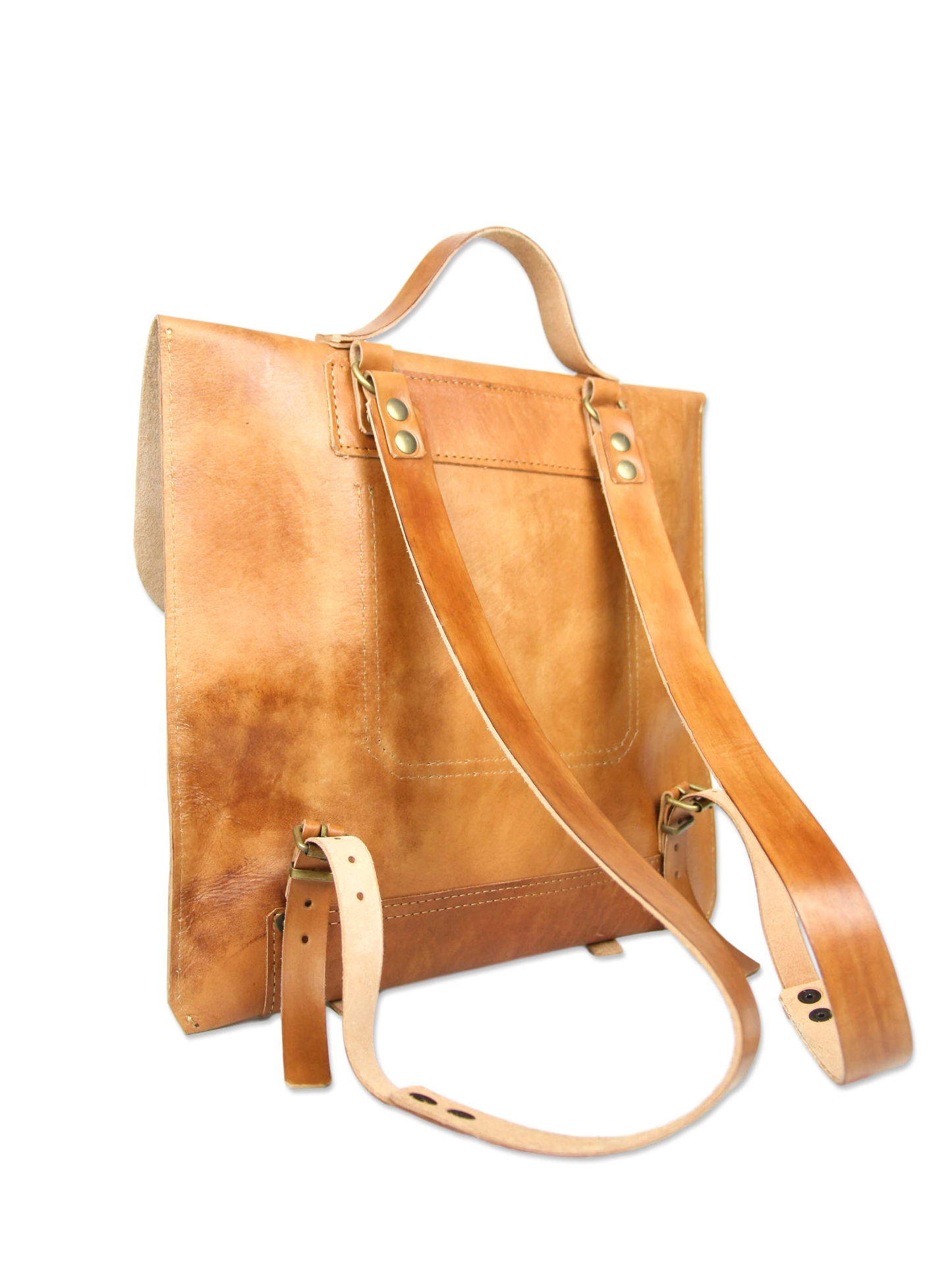 Handcrafted leather backpack brown classic