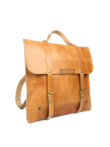 Handmade leather backpack classic brown