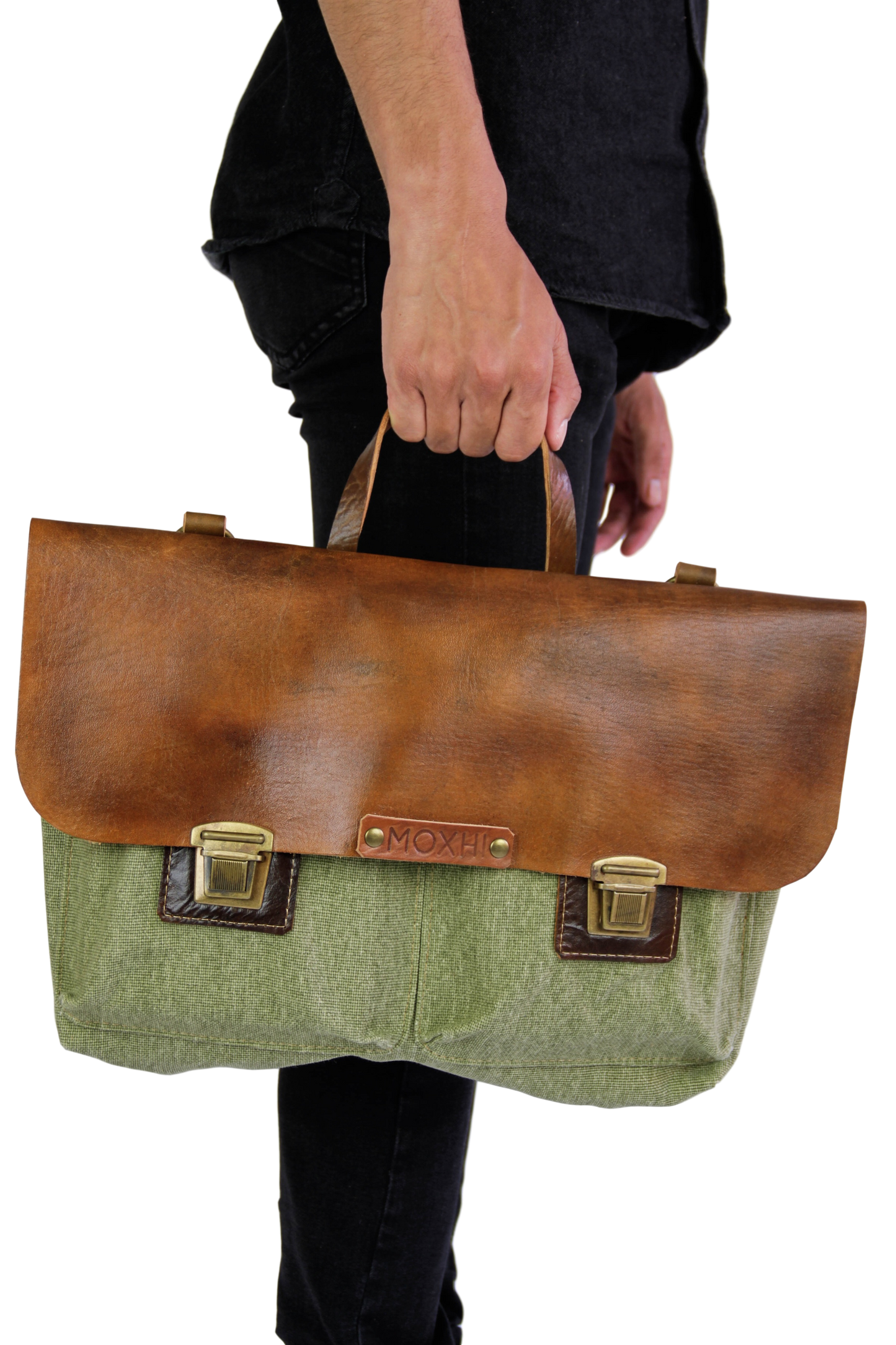 Handcrafted briefcase ecological leather men