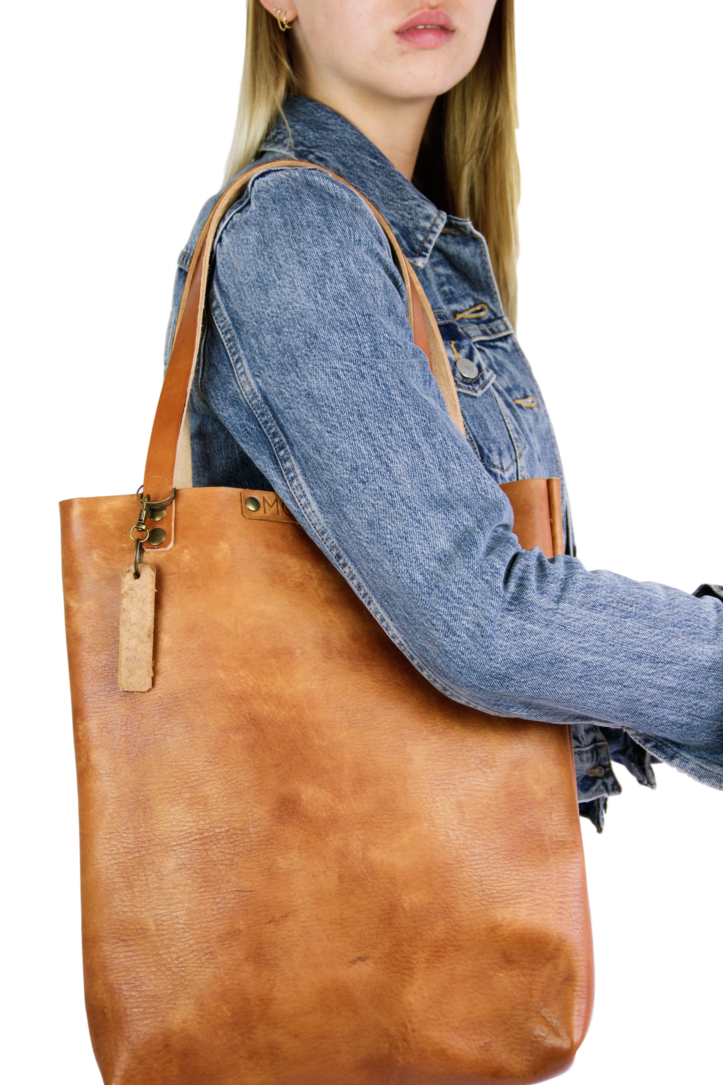 Organic leather tote bag handmade