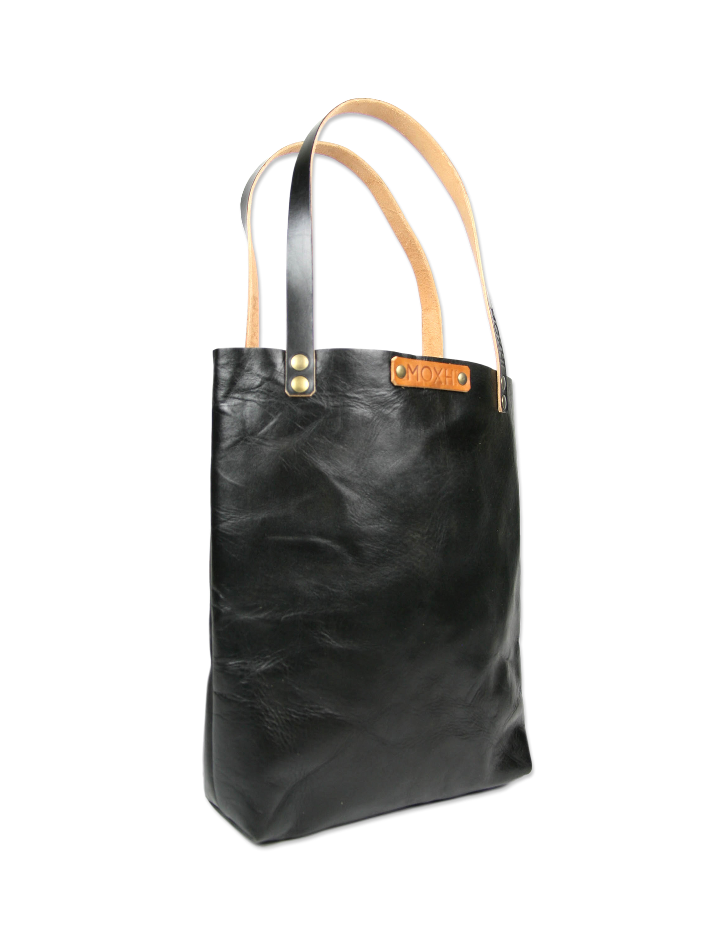 Handmade leather tote bag black