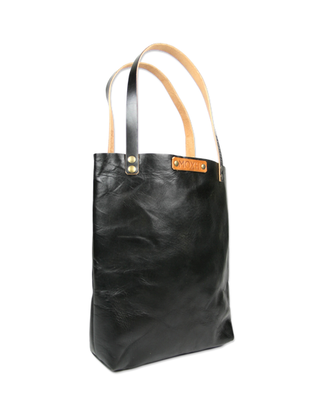Handmade leather tote bag black