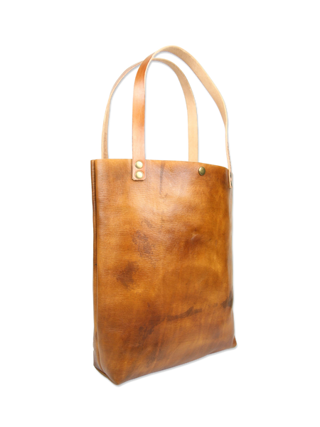 Handmade leather tote bag brown