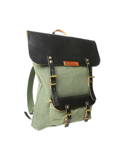 Handmade vintage backpack army