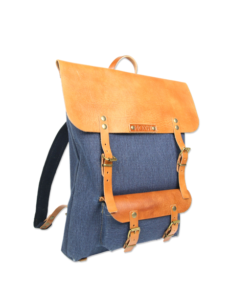 Handmade backpack blue fair trade