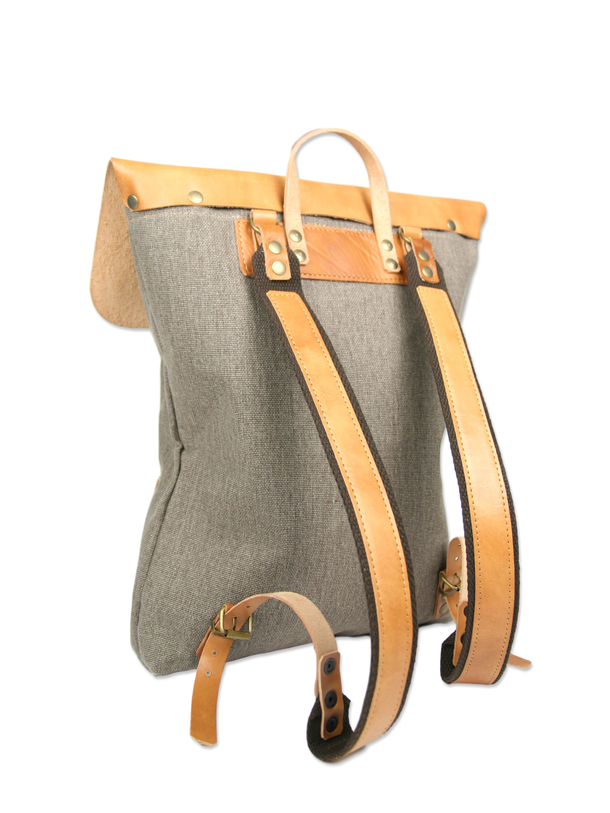 Beautiful handcrafted backpack leather cotton