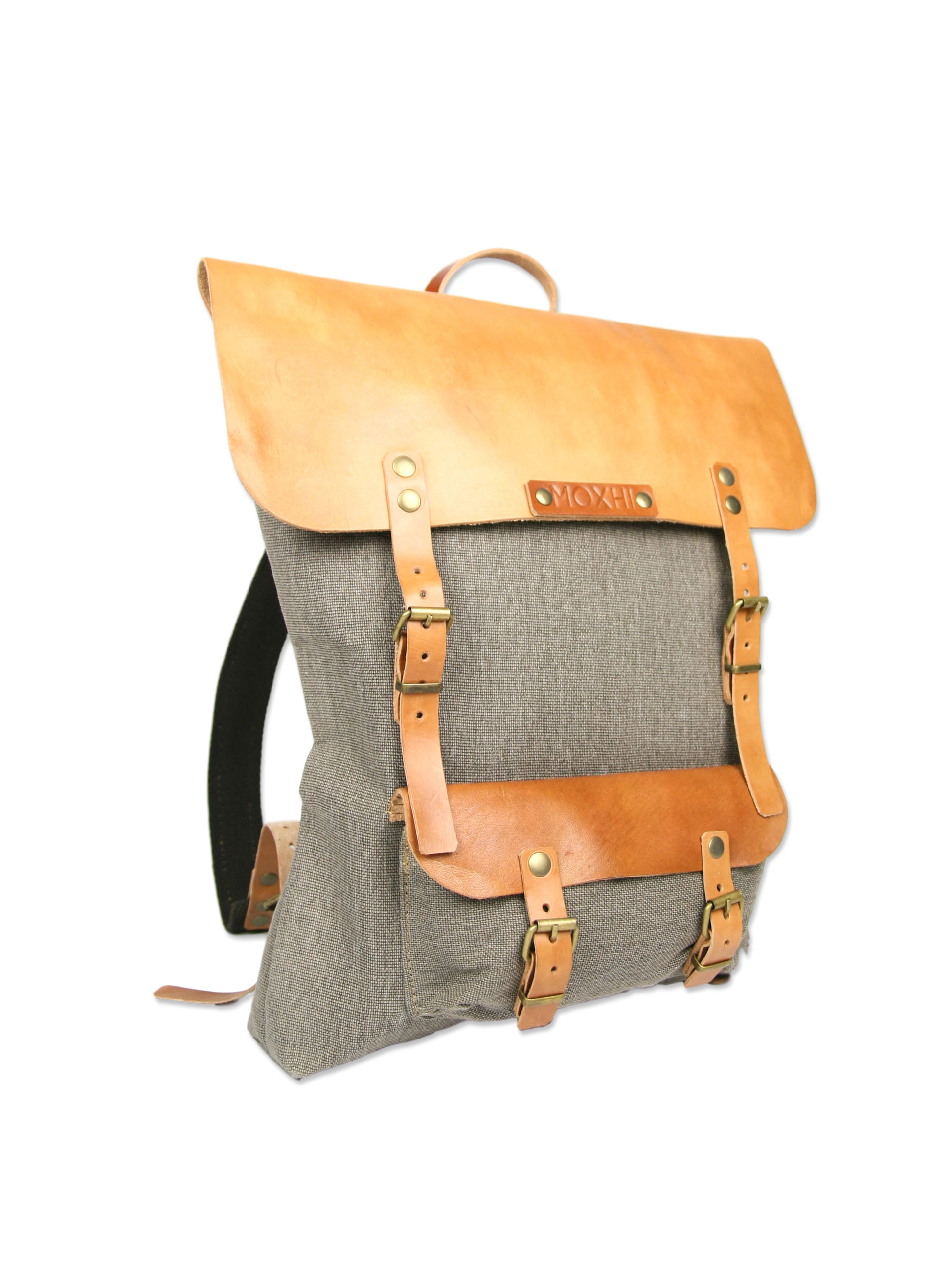 Beautiful handmade backpack leather cotton