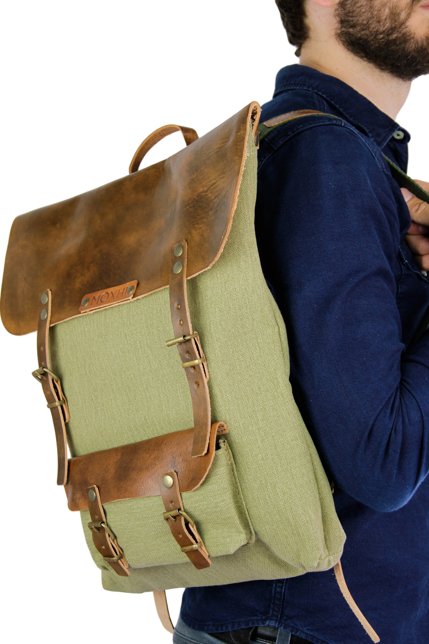Vintage backpack green artisan men