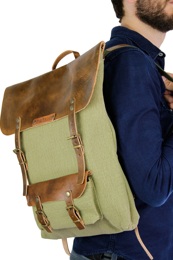 Vintage backpack green artisan men
