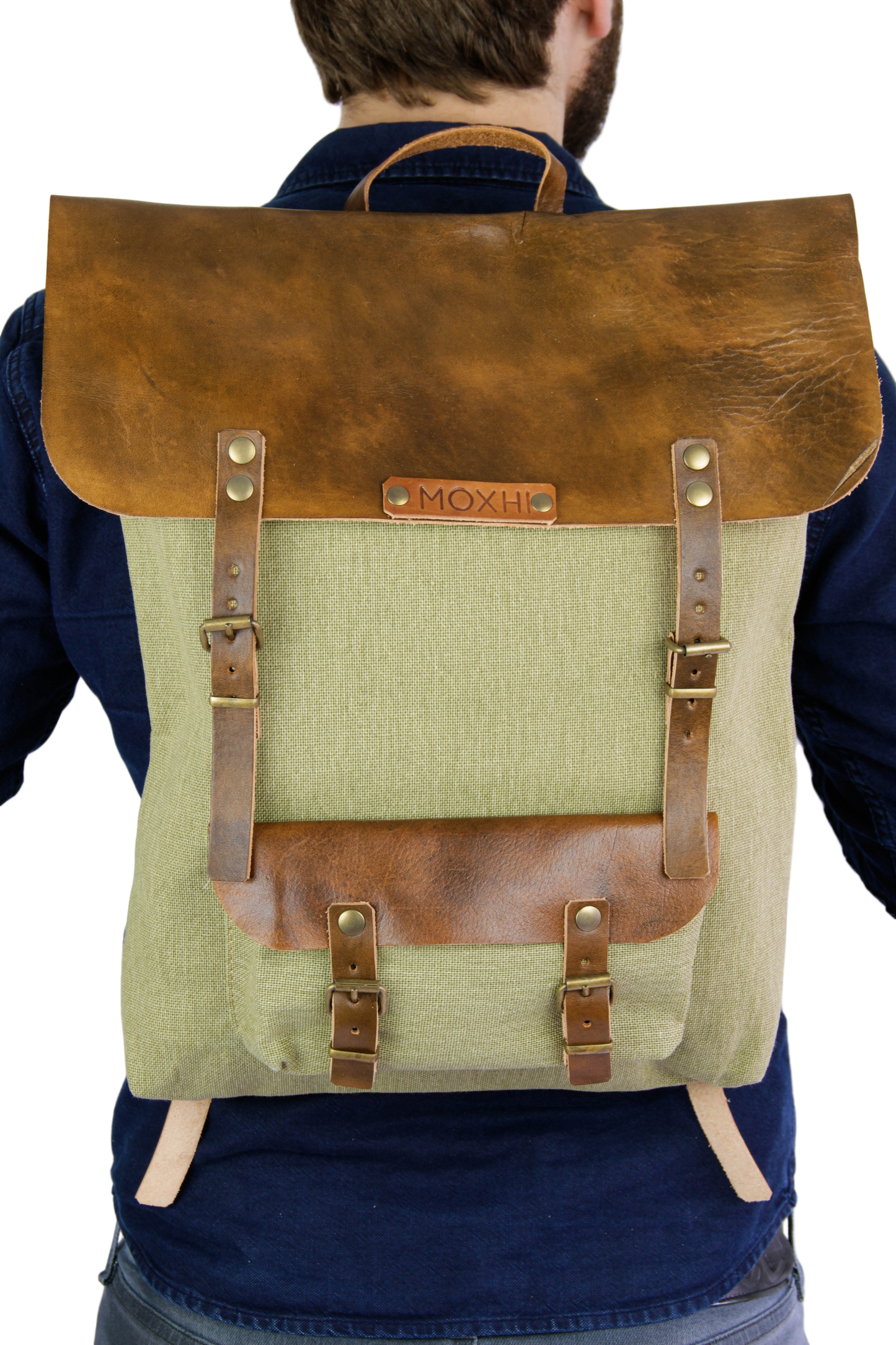 Vintage green backpack handmade argentina