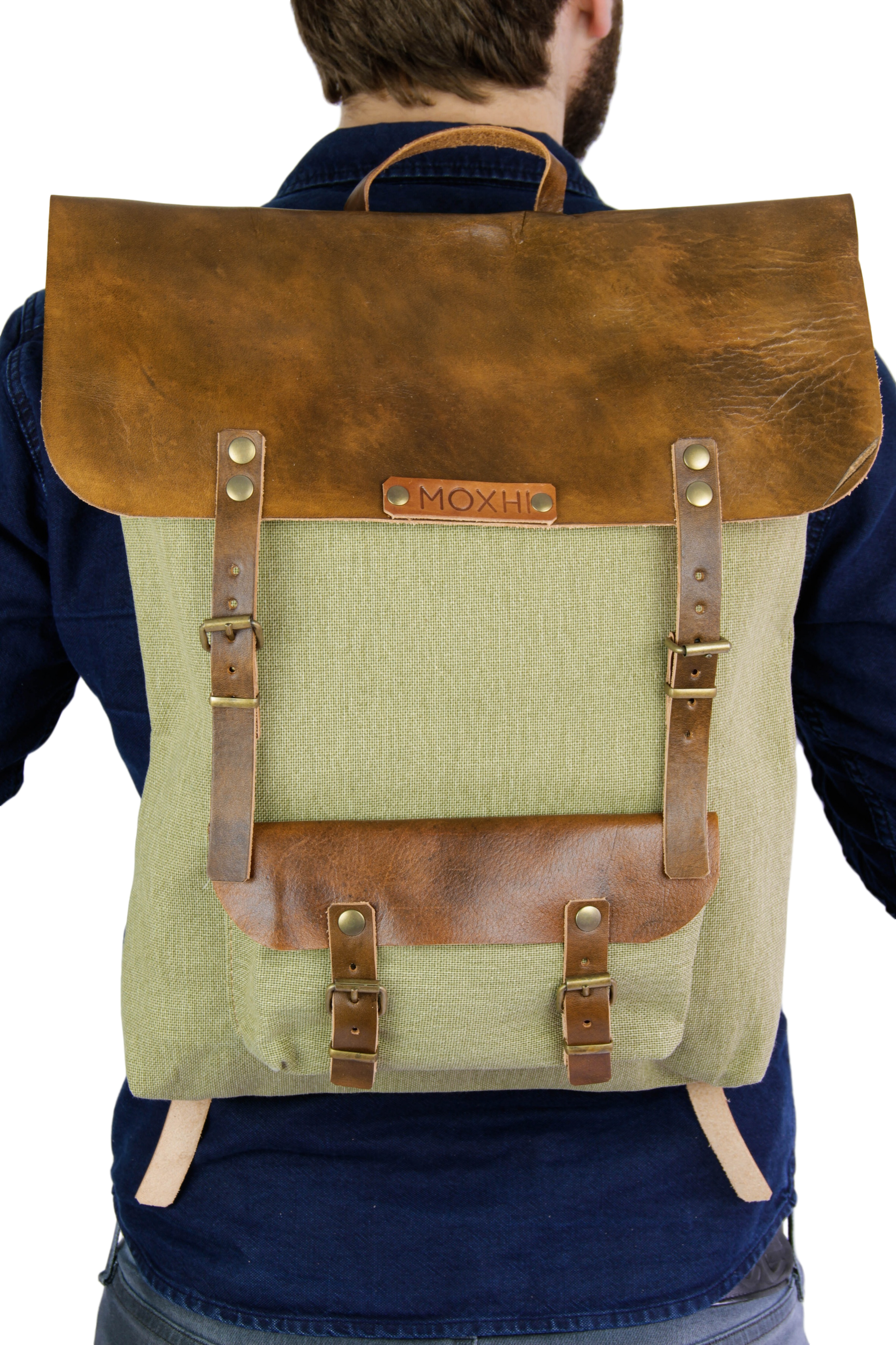 argentina leather backpack Vintage Backpack · MOXHI Viajero Green · Handmade & Fair Trade